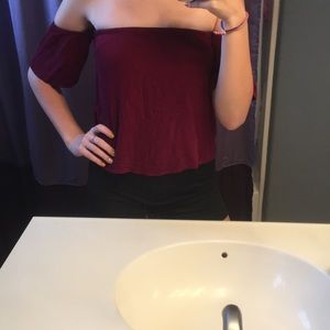 Burgundy Off the Shoulder Top